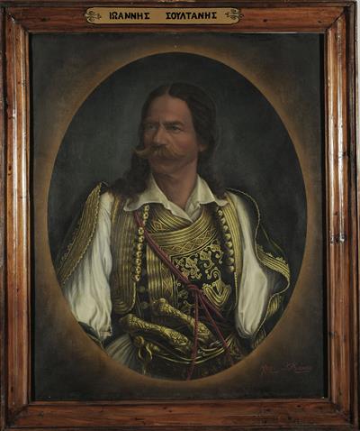 Portrait of Ioannis Soultanis, oil painting on canvas by Th. Drakos.