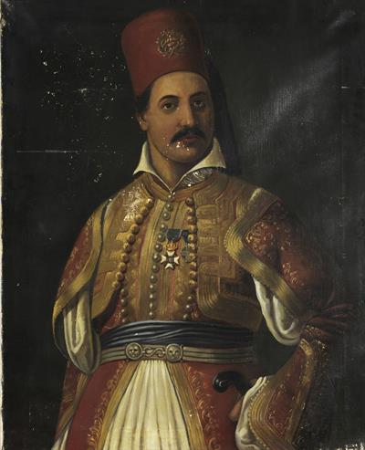 Προσωπογραφία του Δημήτριου Μελετόπουλου, ελαιογραφία σε μουσαμά.