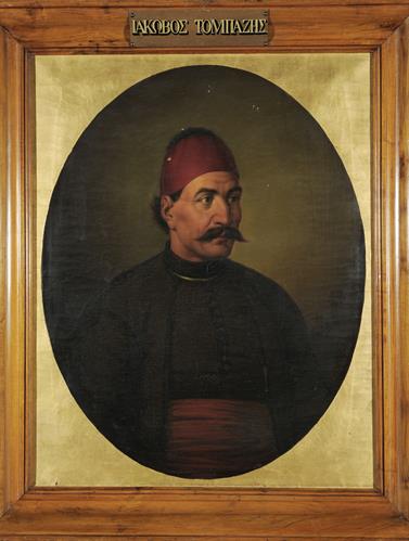 Portrait of Iakovos Tombazis, oil painting on canvas by Dionysios Tsokos, 1860.