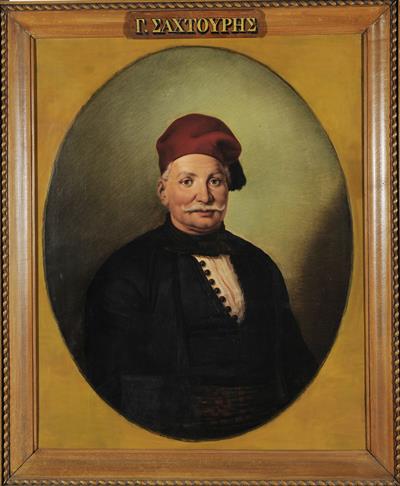 Portrait of Georgios Sachtouris, oil painting on canvas by Dionysios Tsokos, 1860.