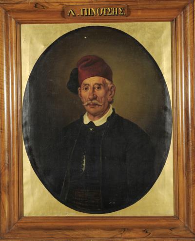 Portrait of Lazaros Pinotsis, oil painting on canvas by Dionysios Tsokos, 1859.