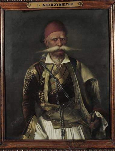 Portrait of Ioannis Diovouniotis, oil painting on canvas by Spyridon Prosalentis, 1884.