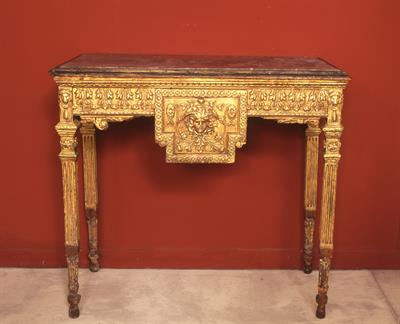 Gilt console table from Mykonos island baring woodcut decoration, 19th centuty