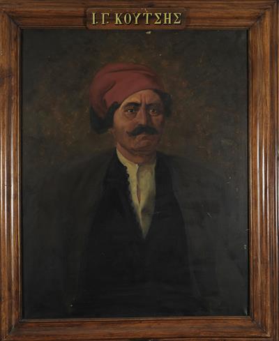Προσωπογραφία του Ιωάννη Γ. Κούτση, ελαιογραφία σε μουσαμά του Φωκά.