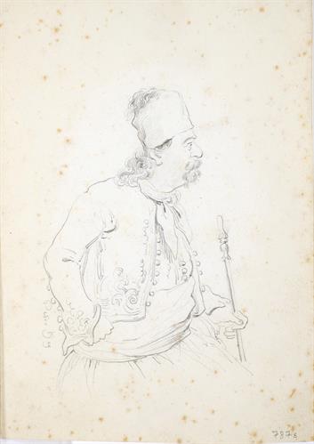 &quot;Petro-Bey&quot;, Προσωπογραφία του Πετρόμπεη Μαυρομιχάλη, μολύβι σε χαρτί, πριν το 1890.