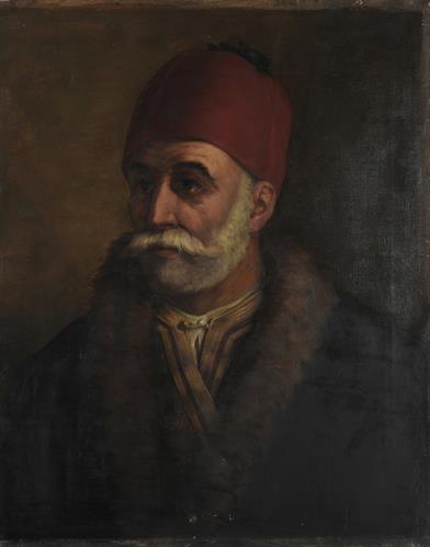 Προσωπογραφία του Γεωργίου Σισίνη, ελαιογραφία σε μουσαμά.