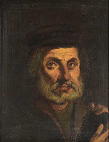 Προσωπογραφία του Ιωάννη ή Ιανού Λάσκαρι (c. 1445-1534), ελαιογραφία σε μουσαμά του Αυγούστου Πικαρέλλη, 1890.