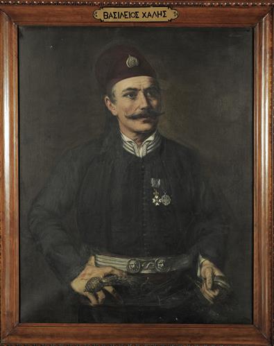 Προσωπογραφία του Βασιλείου Χάλη, ελαιογραφία σε μουσαμά του Ι. Οικονόμου, 1883.