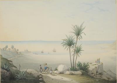 &quot;Hafen von Paros&quot;, λιμάνι της Πάρου. Υδατογραφία του Α. Haubenschmid.