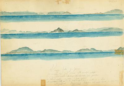Πανοραμικές απόψεις ακτών στη διαδρομή Ετπάνησα-Αθήνα (Επτάνησα, ακτές Ακαρνανίας, Πάτρα, Κορινθιακός κόλπος), του Γεράσιμου Πιτζαμάνου, 1818/1820.