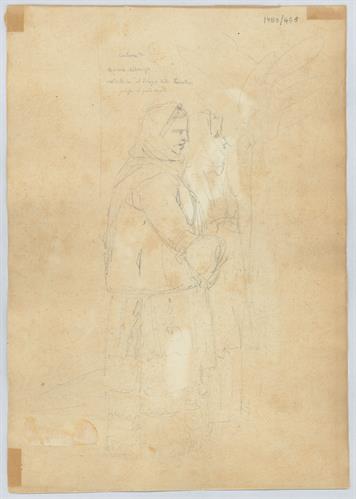 Αρβανίτικη ενδυμασία της Αττικής.&quot;Γυναίκες από την Κερατέα&quot;, του Γεράσιμου Πιτζαμάνου, μολύβι σε χαρτί, 1818/1820.