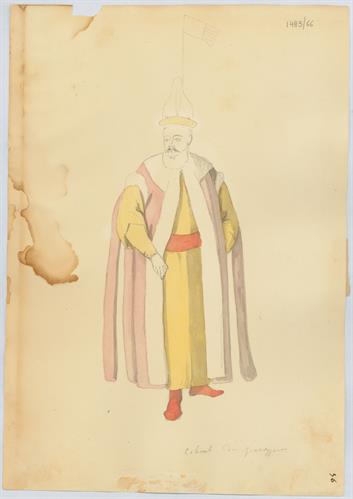 Οθωμανός αξιωματούχος, του Γεράσιμου Πιτζαμάνου, μολύβι και υδατογραφία σε χαρτί.