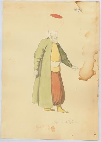 Αξιωματικός του γενιτσαρικού σώματος, του Γεράσιμου Πιτζαμάνου, μολύβι και υδατογραφία σε χαρτί.