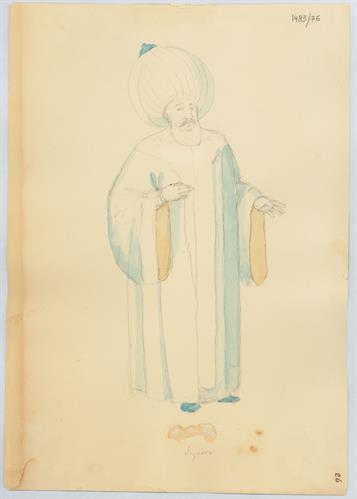 Μουφτής, ανώτατος θρησκευτικός αρχηγός, του Γεράσιμου Πιτζαμάνου, μολύβι και υδατογραφία σε χαρτί.