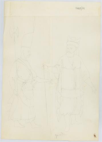 &quot;Guards&quot;, Ottoman officers, by Gerasimos Pizzamanos, pencil on paper.