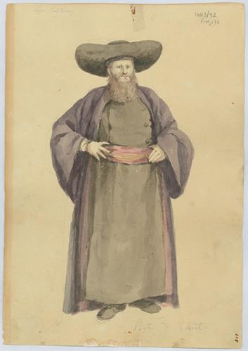 Priest Katostaras from Zakynthos, by Gerasimos Pizzamanos, pencil and aquarelle on paper, 1817/1820.