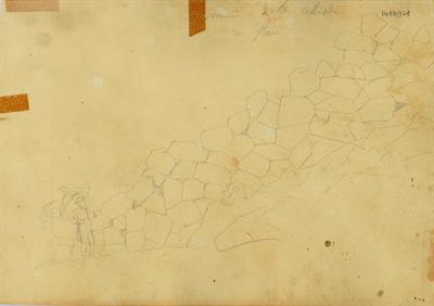 Ιθάκη, προϊστορικά τείχη, του Γεράσιμου Πιτζαμάνου, μολύβι σε χαρτί, 1817/1820.