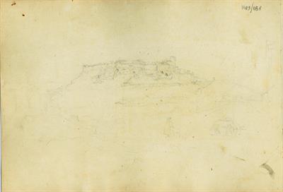 Άποψη της βόρειας κλιτύος της Ακροπόλεως Αθηνών, του Γεράσιμου Πιτζαμάνου, μολύβι σε χαρτί, 1818/1820.