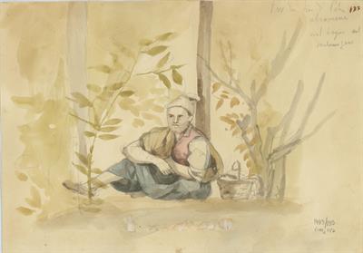Ιθάκη, οδοιπόρος που αναπαύεται, του Γεράσιμου Πιτζαμάνου, μολύβι και υδατογραφία σε χαρτί, 1818/1820.