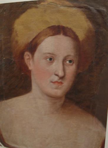 Προσωπογραφία άγνωστης γυναίκας, ελαιογραφία σε χαρτί του Γεράσιμου Πιτζαμάνου.