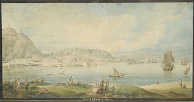 &quot;Vue de la Ville de Napoli di Romania&quot;, Ναύπλιο, τέλη 18ου αιώνα. Υδατογραφία του Jean-Baptiste Hilaire.