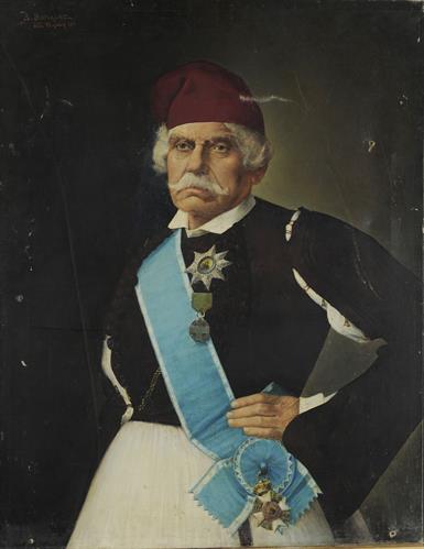 Προσωπογραφία του Δημητρίου Καλλιφρονά, ελαιογραφία σε μουσαμά του Δ. Βογιαζή, Αθήνα.