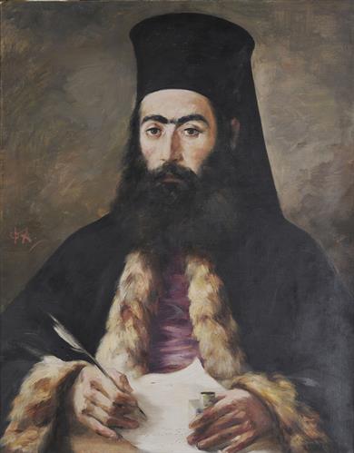 Προσωπογραφία του Αρχιεπισκόπου της Κύπρου Κυπριανού (1756-1821), ελαιογραφία σε μουσαμά.