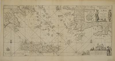 &quot;ARCHIPELAGUSCHE EYLANDEN&quot;. Χάρτης του Αιγαίου Πελάγους. Ασπρόμαυρη χαλκογραφία.  Gerard Van Keulen, Άμστερνταμ, 1717.