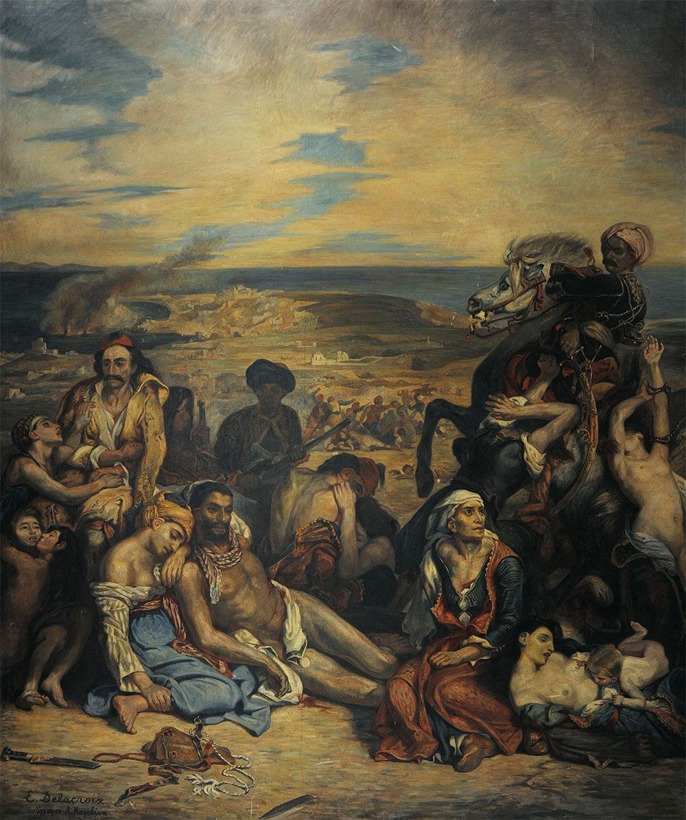 Σκηνή από τις σφαγές της Χίου. Αντιγράφο από το πρωτότυπο έργο του Eugène Delacroix. Λυκούργος Κογεβίνας, 1922 