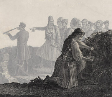 The Camp of Georgios Karaiskakis (detail). Lemercier, after Th. Vrizakis (1855)